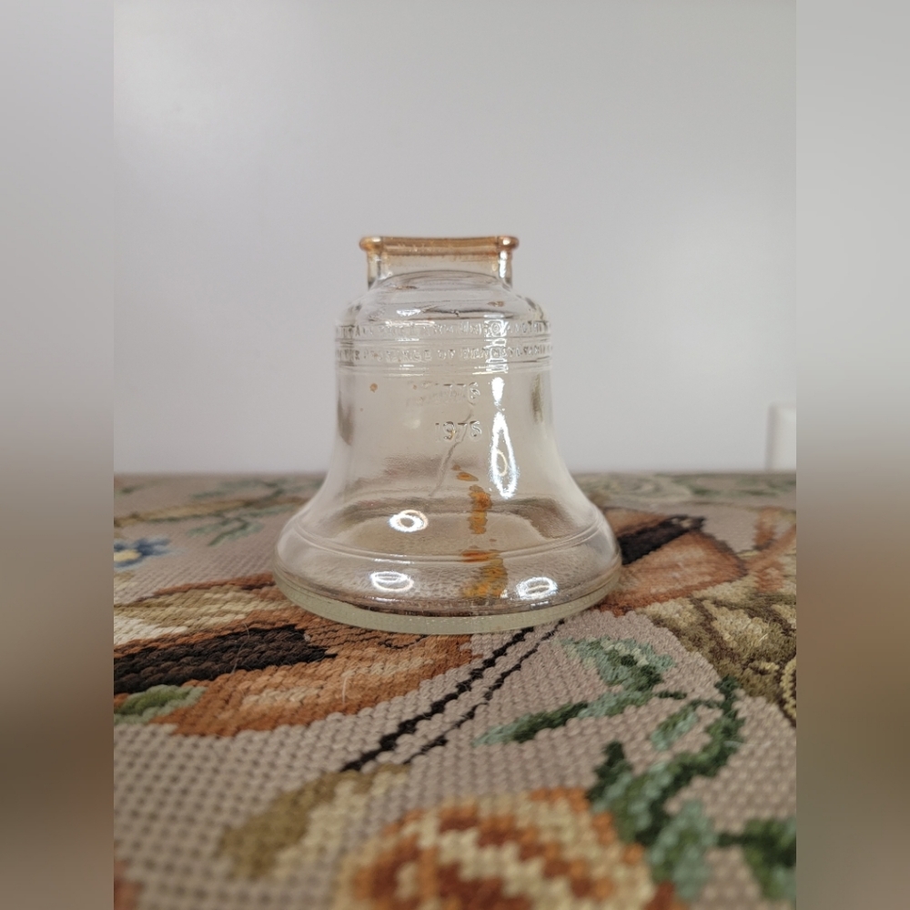 Vintage Anchor Hocking Marigold Carnival Glass Liberty Bell Coin Bank.